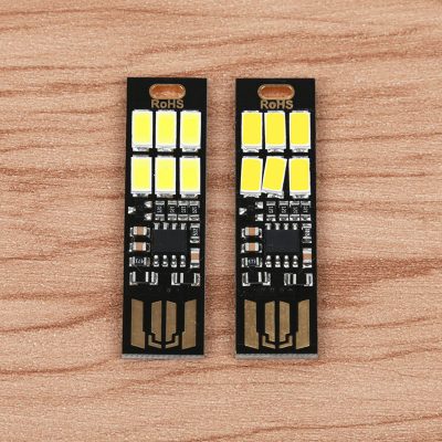 גאדג'טים מגניבים - התקן USB נייד עם 6 לדים - הפעלה בטאץ - בצבע לבן וצהוב